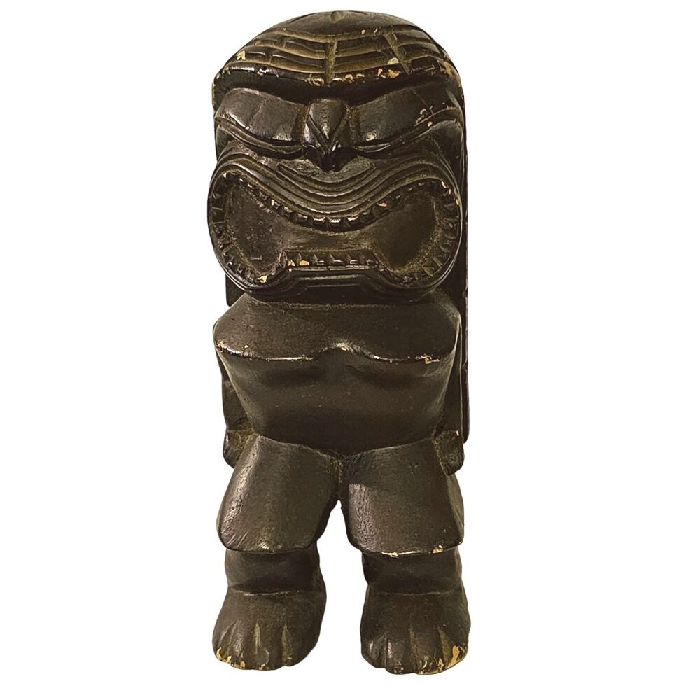 Vintage Wooden Handmade/Carved TIKI God Man Figure Statue Idol Unknown Artist